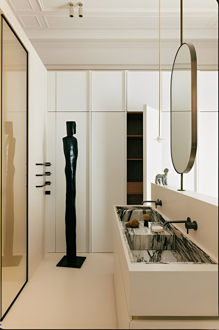 CUSTOM-Brushed Gold metal Oval ceiling mount bathroom mirror NO LED