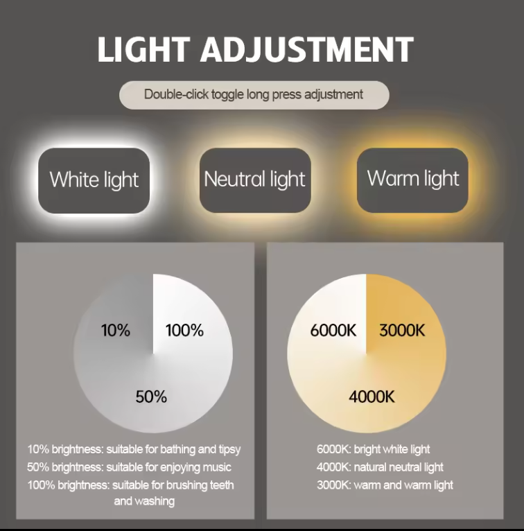 Custom- Black Double Side LED Ceiling Suspended Mounted Bathroom mirror