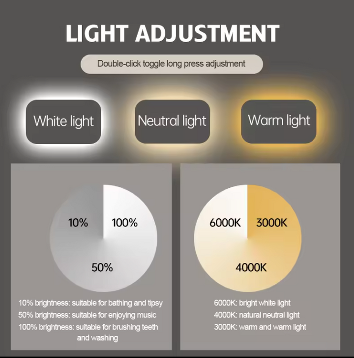 Custom- Black Double Side LED Ceiling Suspended Mounted Bathroom mirror