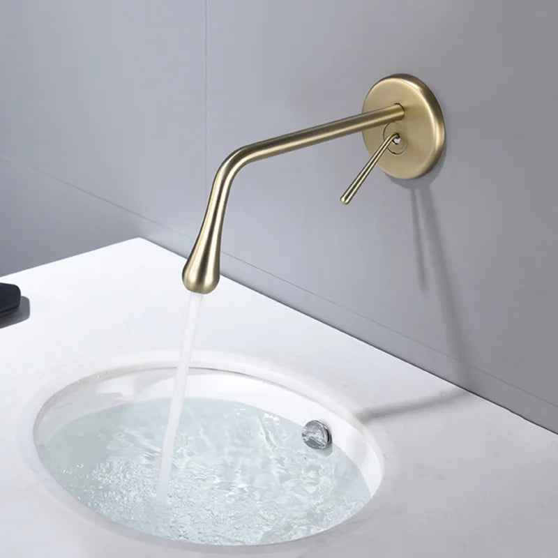 Tear drop wall mounted single laver handle