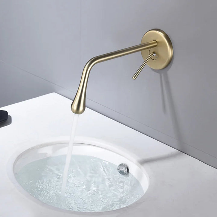 Tear drop wall mounted single laver handle