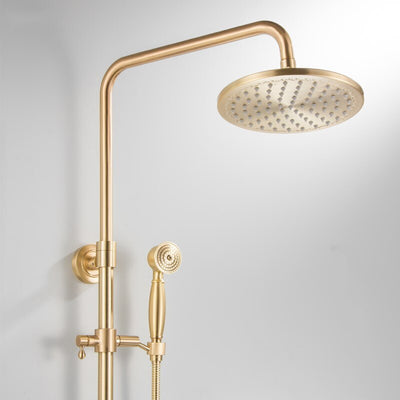 Brushed gold exposed shower system kit