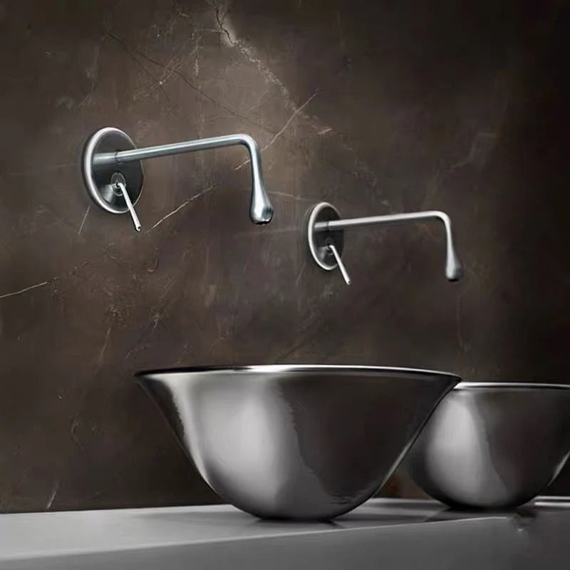 Tear drop wall mounted single laver handle