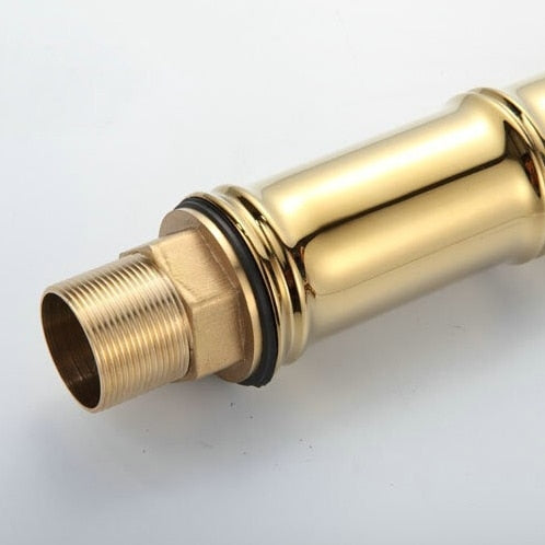 Gold polished brass tall vessel bamboo faucet