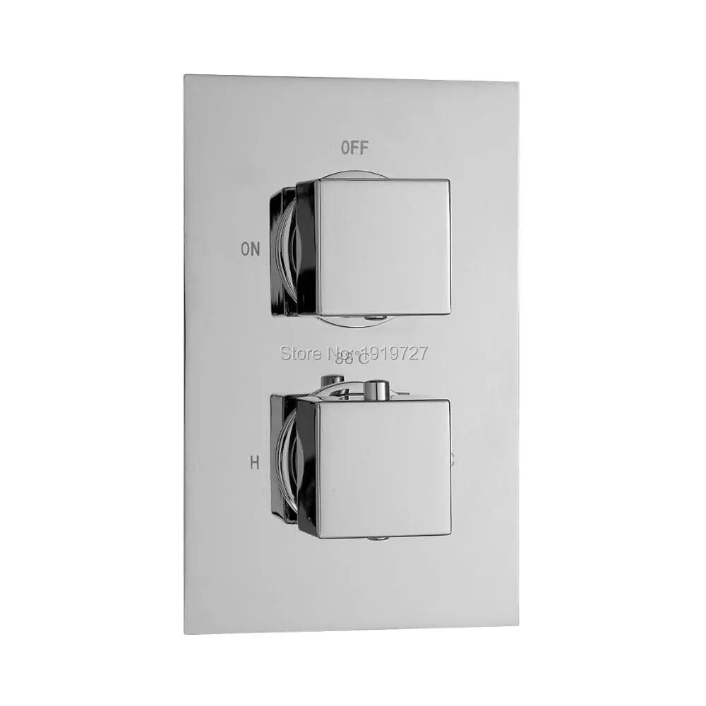 Chrome CSA square 12 inches thermostatic 2 way shower kit