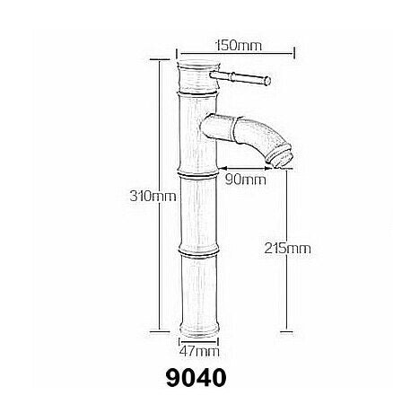 Gold polished brass tall vessel bamboo faucet