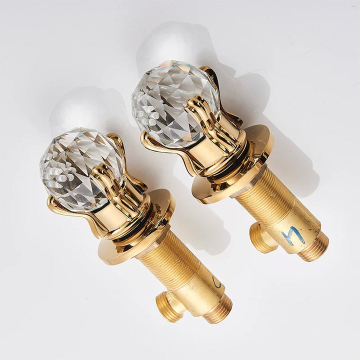 Luxury Crystal Ball Replacement Handle for Bathroom Basin Faucet 2 Pcs Hot and Cold Water Mixer Tap Handles