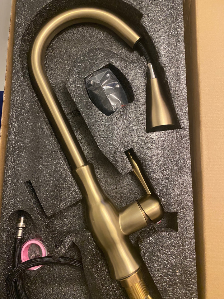 Cafe Victorian Tradtional Brushed gold tall kitchen island faucet