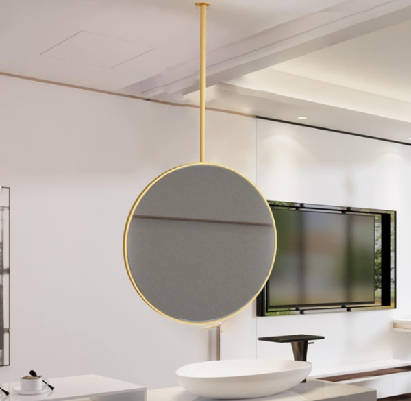 Round Black No LED Celing Mounted Pendant Bathroom Mirror