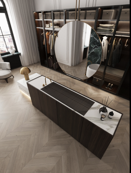 Round Black No LED Celing Mounted Pendant Bathroom Mirror