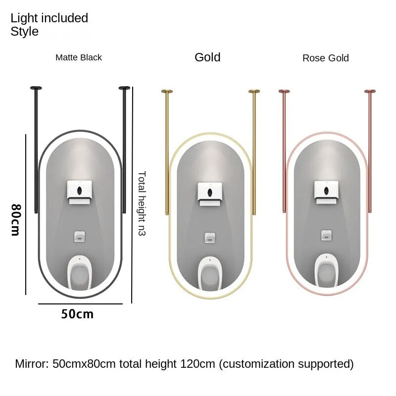 Paris-Oval 2 pole  1 side Brushed Gold LED Ceiling Mount Mirror