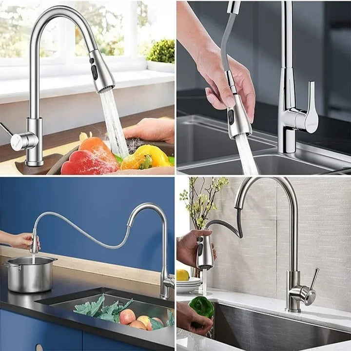 Dual Mode Kitchen Sink Faucet ABS Pull-Out Water Tap Water-Saving Shower Faucets Nozzle Adapter Sprinkler Splash-Proof Filter