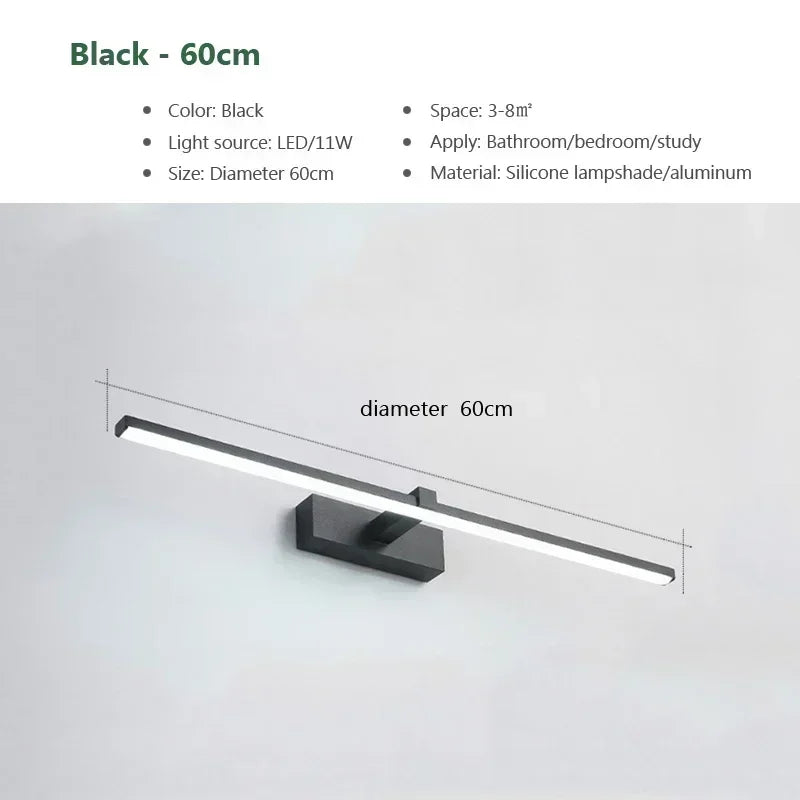 Modern LED Wall Light Vanty Lamp Aluminum Wall Sconce for Bathroom Mirror Headlight Indoor Lighting Fixture Luster Make Up Light