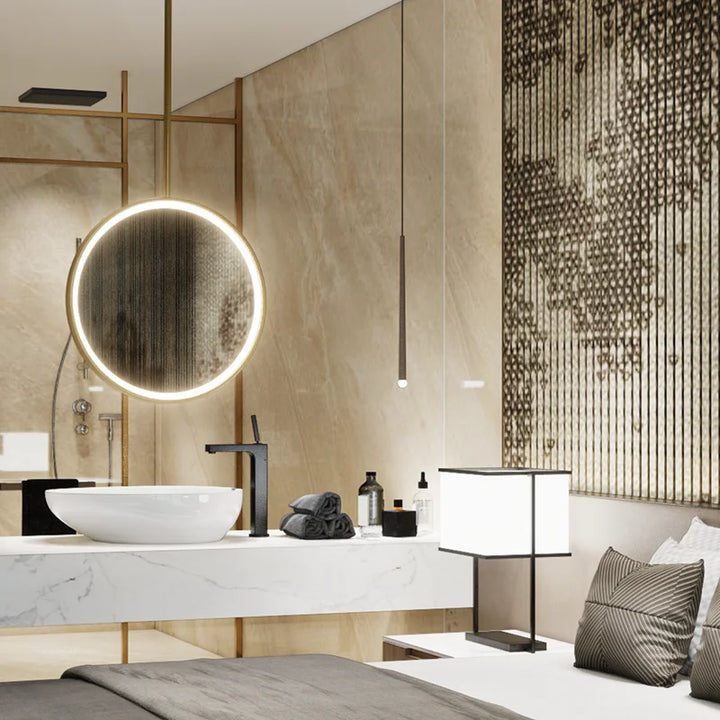 CUSTOM-Round Ceiling mount brushed gold LED mirror