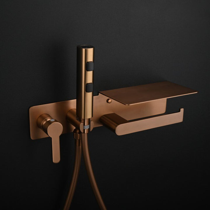 2-1 Wall Mounted Bidet hand Held Sprayer hot and cold mixer with toilet Iphone paper holder