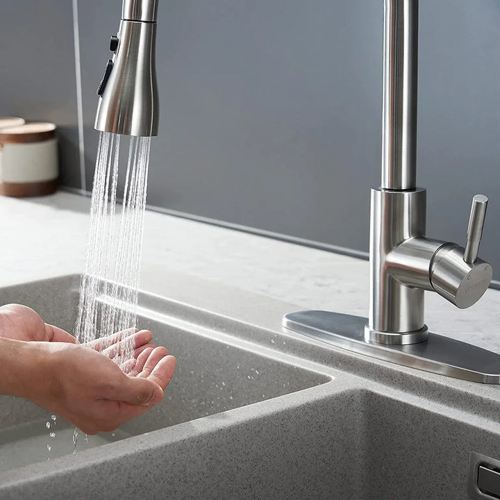 Dual Mode Kitchen Sink Faucet ABS Pull-Out Water Tap Water-Saving Shower Faucets Nozzle Adapter Sprinkler Splash-Proof Filter
