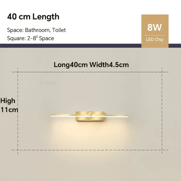 Modern LED Wall Light Vanty Lamp Aluminum Wall Sconce for Bathroom Mirror Headlight Indoor Lighting Fixture Luster Make Up Light