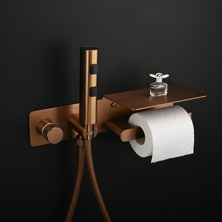 2-1 Wall Mounted Bidet hand Held Sprayer hot and cold mixer with toilet Iphone paper holder