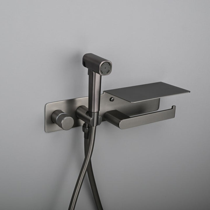 2-1 Wall Mounted Bidet hand Held Sprayer hot and cold mixer with toilet Iphone paper holder