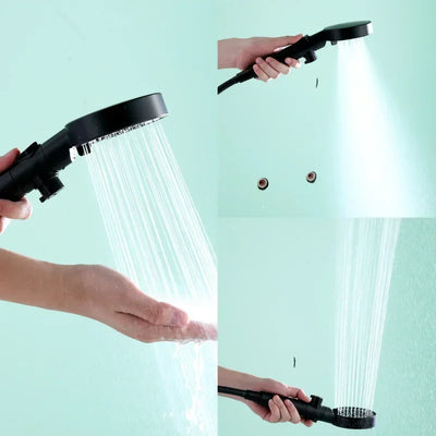 Black round 6 functions hand shower sprayer