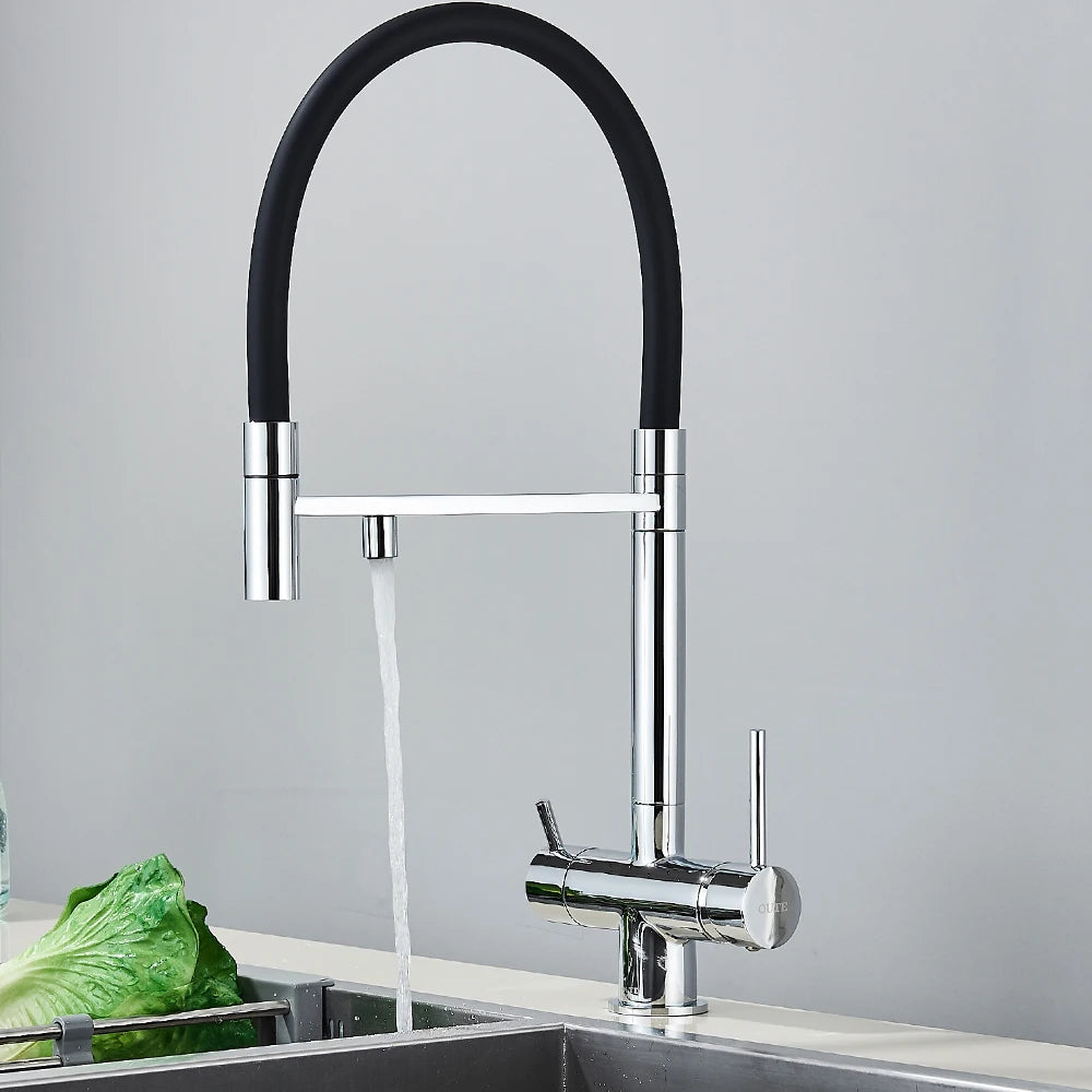Brazilia-Faucet Chrome Deck Mounted Kitchen Mixer Tap 360 Rotate Drinking Sink Tap Water Purification Tap Crane For Kitche