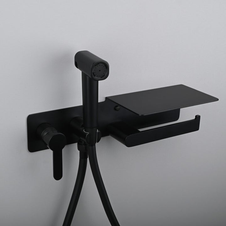 2-1 Wall Mounted Bidet hand Held Sprayer hot and cold mixer with toilet Iphone paper holder