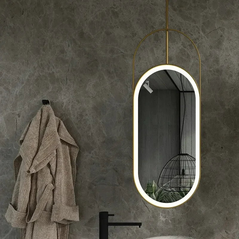 Nordic-Custom- oval shape LED light celing mounted bathroom mirror