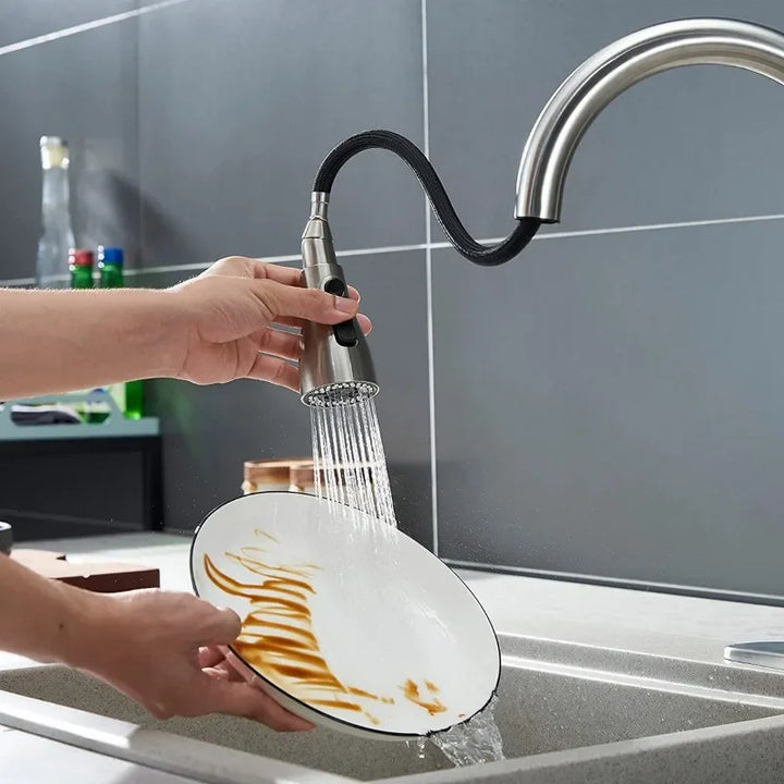Dual Mode Kitchen Sink Faucet ABS Pull-Out Water Tap Water-Saving Shower Faucets Nozzle Adapter Sprinkler Splash-Proof Filter