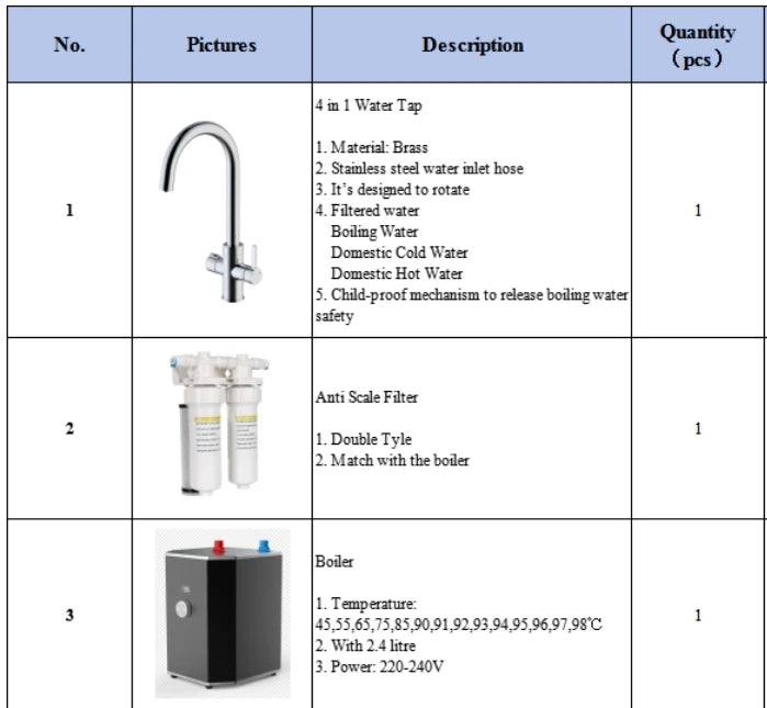Caliente-Undersink Instant Hot Water Tap 3 4 5 Chilled Boiling Tap Brushed Gold Kitchen Boiled Filtered Faucet Taps