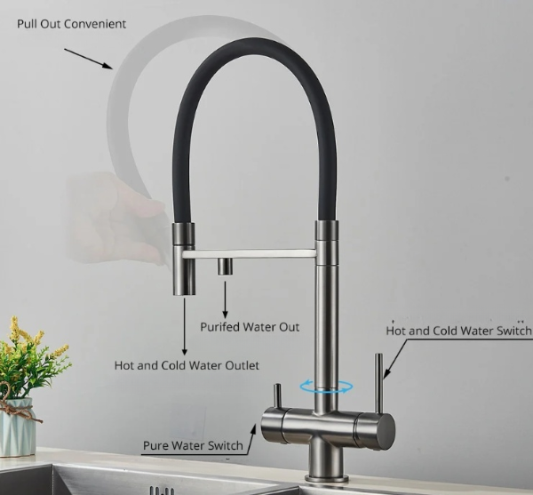 Brazilia-Faucet Chrome Deck Mounted Kitchen Mixer Tap 360 Rotate Drinking Sink Tap Water Purification Tap Crane For Kitche