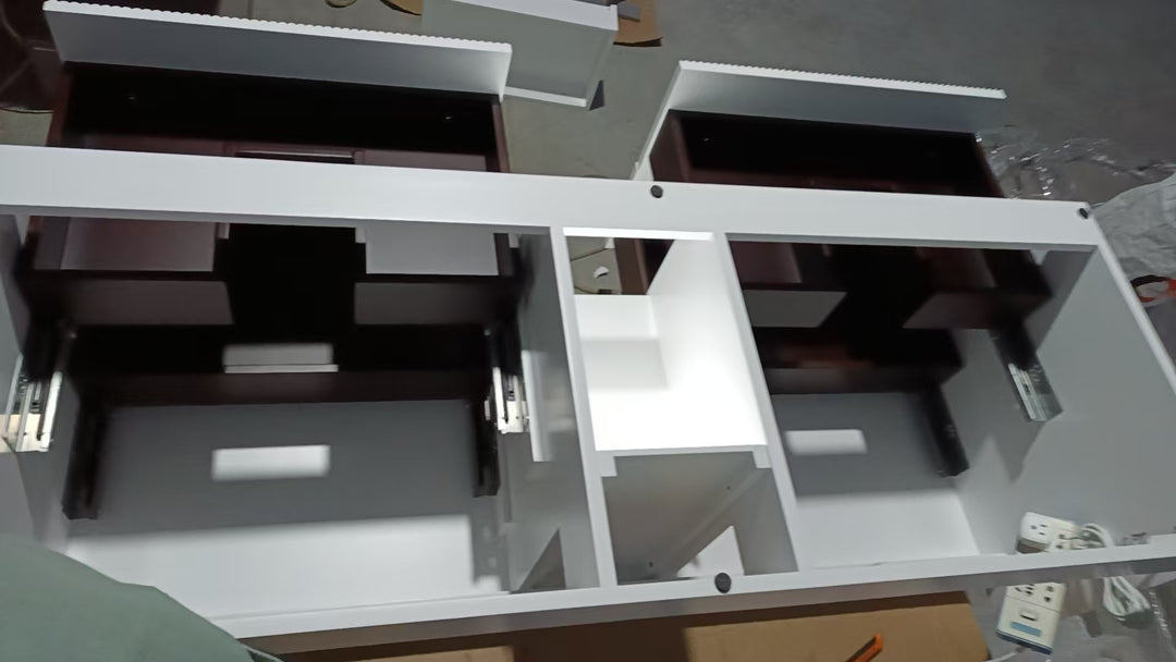 Sienna-Bathroom White Matte with Marble Natural Top Vanity completed Set with LED antifog Mirror included 60"x30"