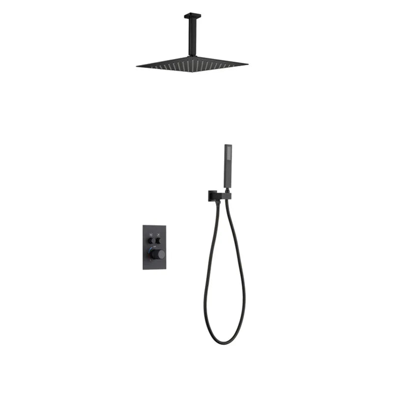 White CSA Digital square thermostatic pressure balance 2 and 3 way function shower kit
