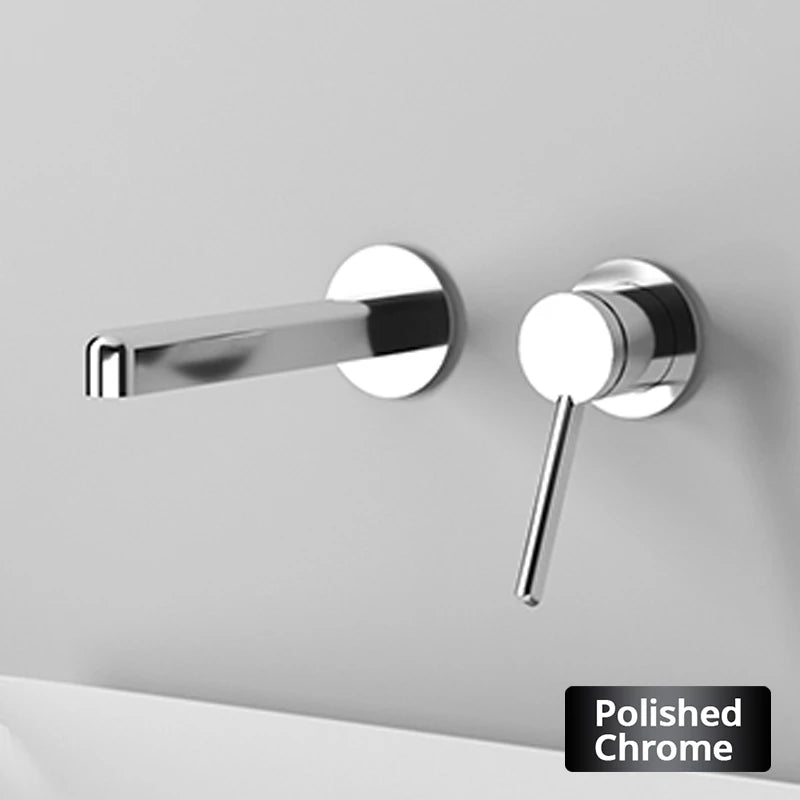Hot And Cold Basin Faucet Single Handle Single Spout Sink Wash Mixer Wall Mounted Bathroom Tap