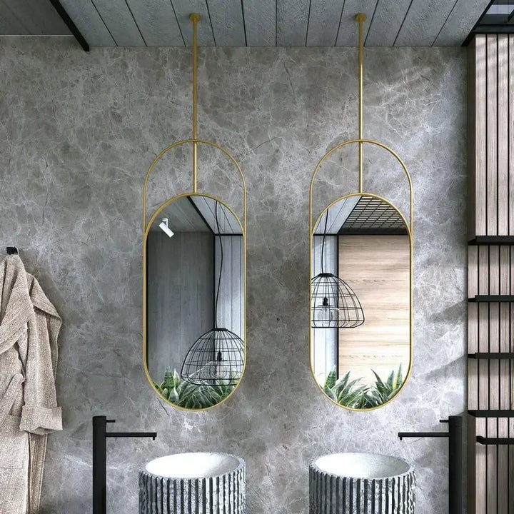 Nordic-Custom- oval shape LED light celing mounted bathroom mirror
