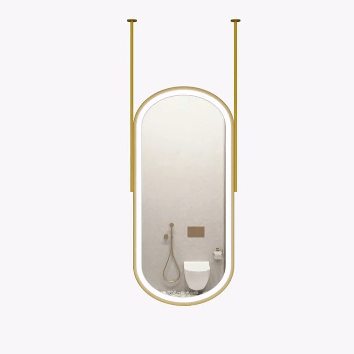 Paris-Oval 2 pole  1 side Brushed Gold LED Ceiling Mount Mirror