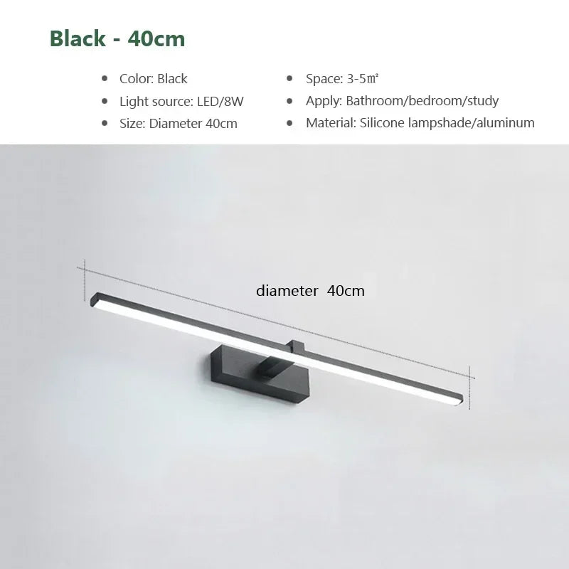 Modern LED Wall Light Vanty Lamp Aluminum Wall Sconce for Bathroom Mirror Headlight Indoor Lighting Fixture Luster Make Up Light