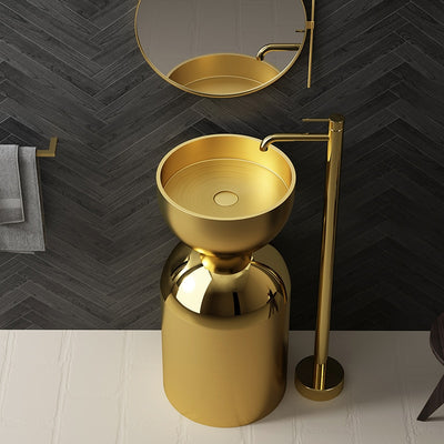 COPA- Brushed gold pedestal frestanding bathroom basin
