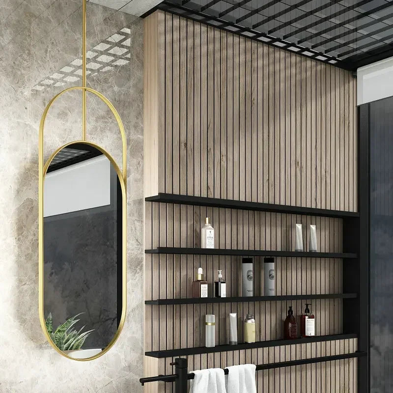 Nordic-Custom- oval shape LED light celing mounted bathroom mirror