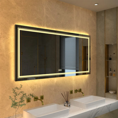 Pavorotti-Extra Large Rectangle Bathroom Mirror LED Vanity Dimmable Backlit Anti-Fog Memory with Front and Backlight Shatter-Proof