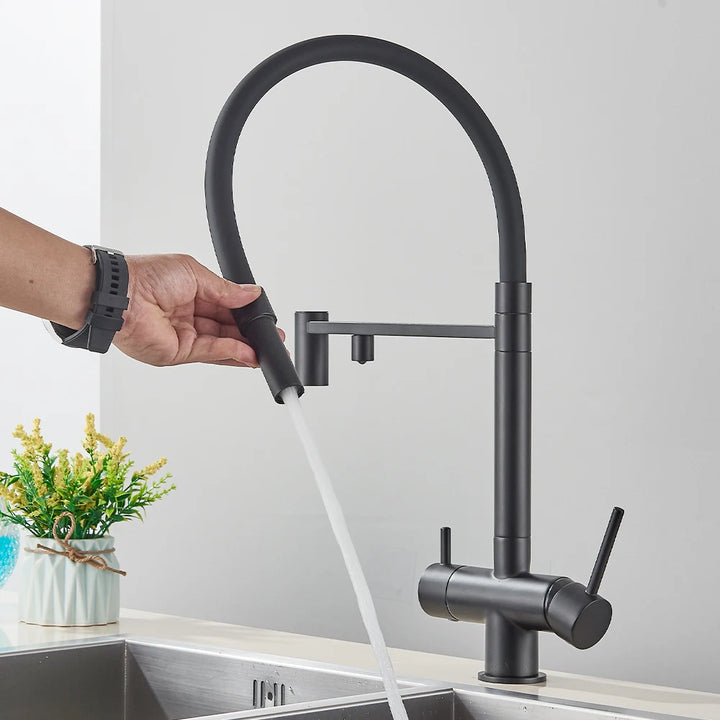 Brazilia-Faucet Chrome Deck Mounted Kitchen Mixer Tap 360 Rotate Drinking Sink Tap Water Purification Tap Crane For Kitche
