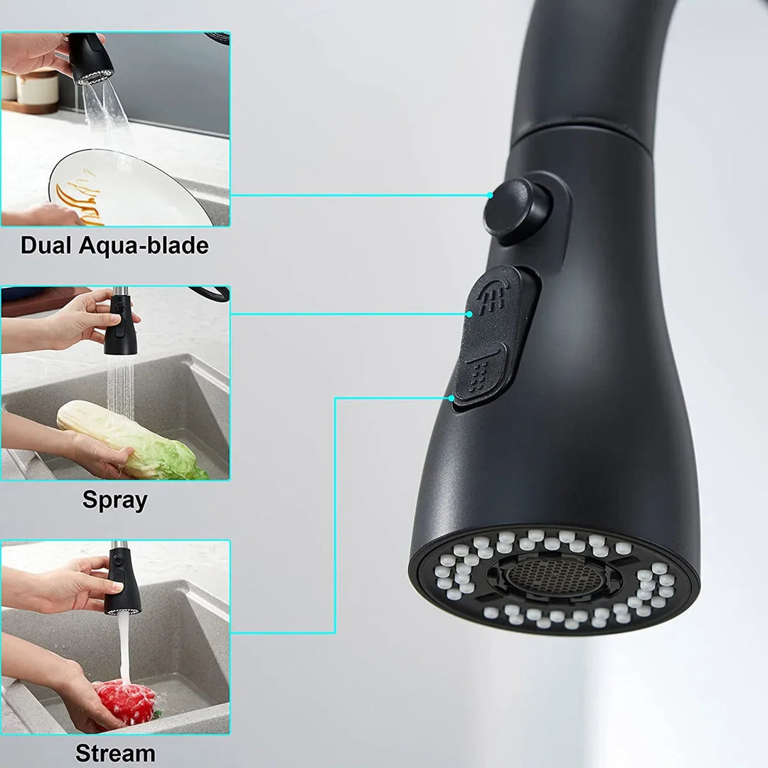 Dual Mode Kitchen Sink Faucet ABS Pull-Out Water Tap Water-Saving Shower Faucets Nozzle Adapter Sprinkler Splash-Proof Filter