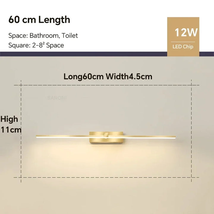 Modern LED Wall Light Vanty Lamp Aluminum Wall Sconce for Bathroom Mirror Headlight Indoor Lighting Fixture Luster Make Up Light