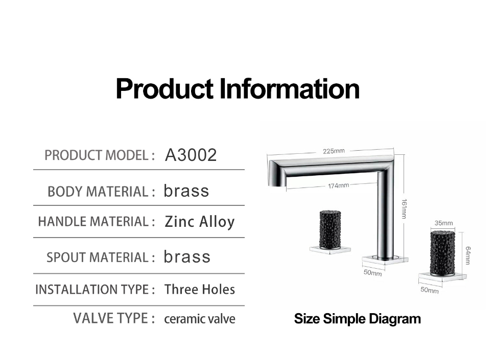 Andalucia-Nordic design - 8" inch with crystal handles wide spread bathroom faucet