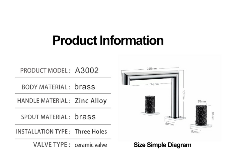 Andalucia-Nordic design - 8" inch with crystal handles wide spread bathroom faucet