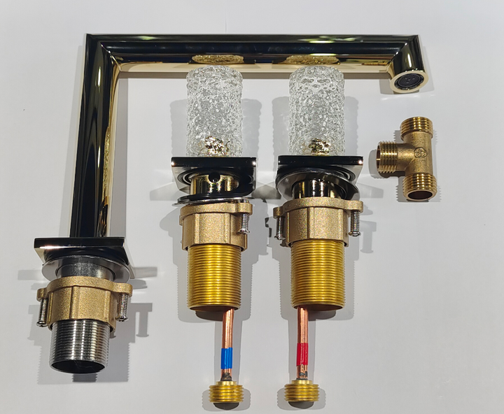 Andalucia-Nordic design - 8" inch with crystal handles wide spread bathroom faucet