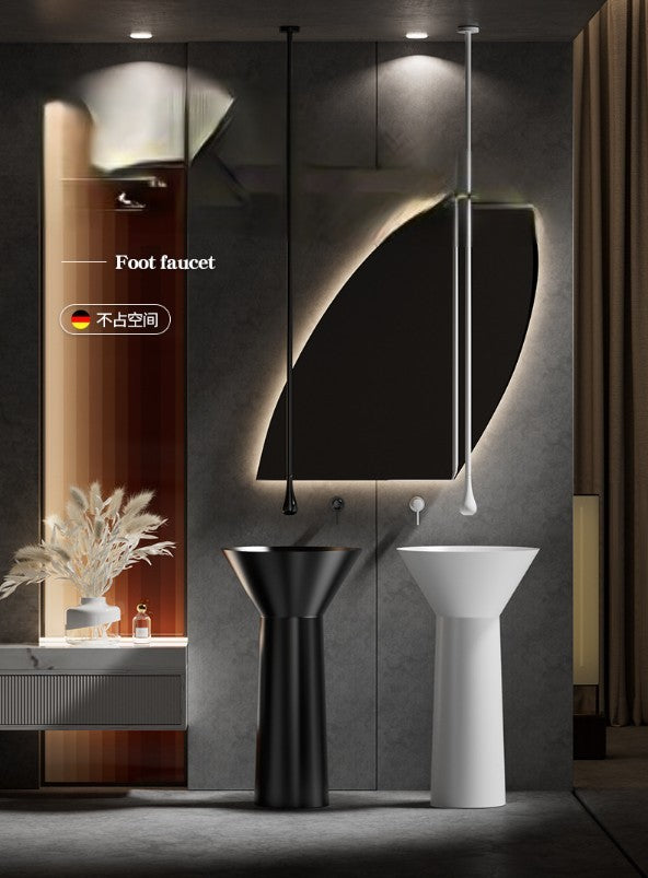 Nordic design stainless steel floorstanding pedestal bathroom basin sink