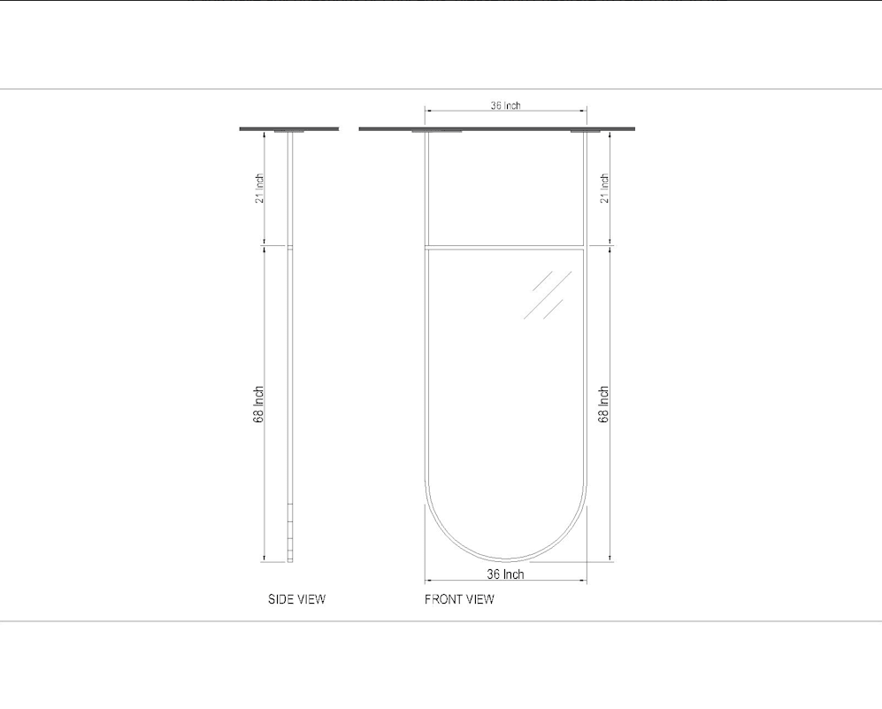 STOCK-Suspended celing mounted mirror Oval 2 pole  LED size 36"X68 H