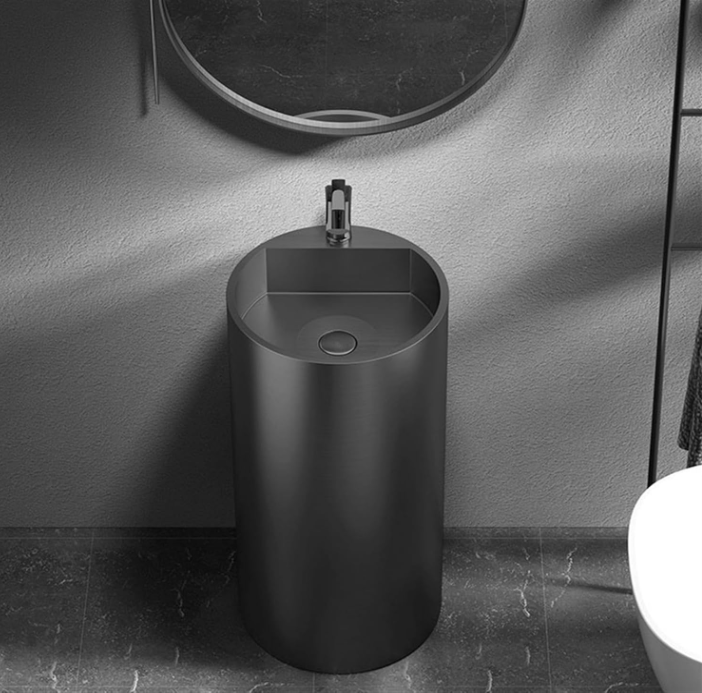 Round Stainless Steel 304-Floor Standing Pedestal Sink 31.5" X 15.5" Round