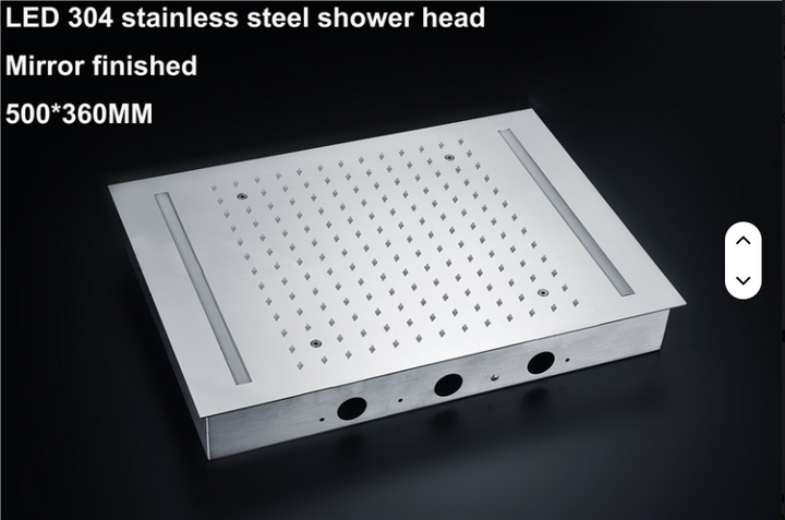 Chrome LED Spa Rain Head 3 Way Function Thermostatic Shower Kit