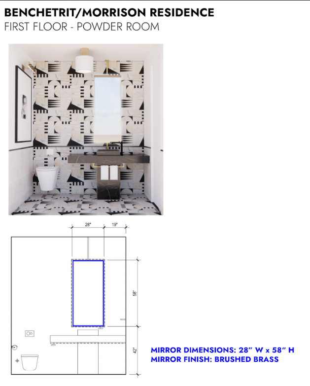 Custom PO Christian Lot 7-Ceiling Suspended Mirror size 28"X58" Brushed Gold Frame NO LED